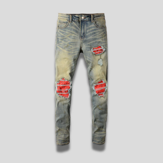 CITYDRIP "SALMON" BANDANA JEANS - Citydrip