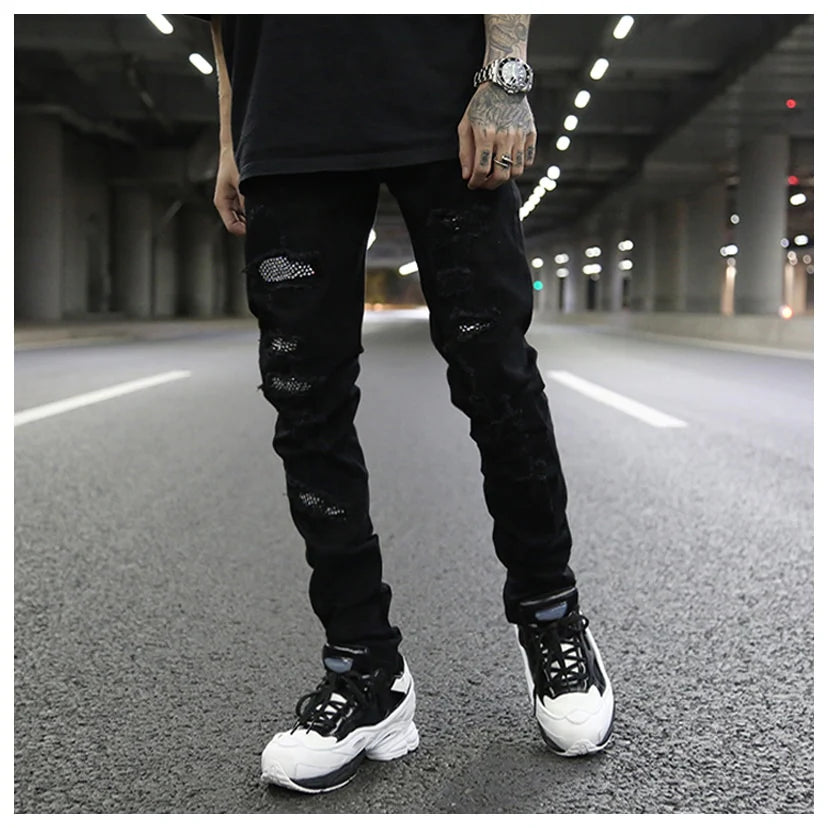 CITYDRIP "CHROMEZ" STUDDED SLIM FIT JEANS - Citydrip